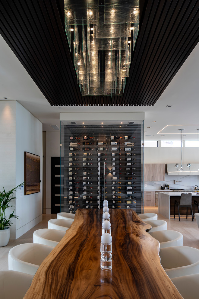 Example of a trendy wine cellar design in San Diego