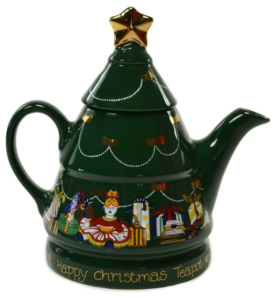 Consigned Green Christmas Tree Teapot by Wade, Vintage English