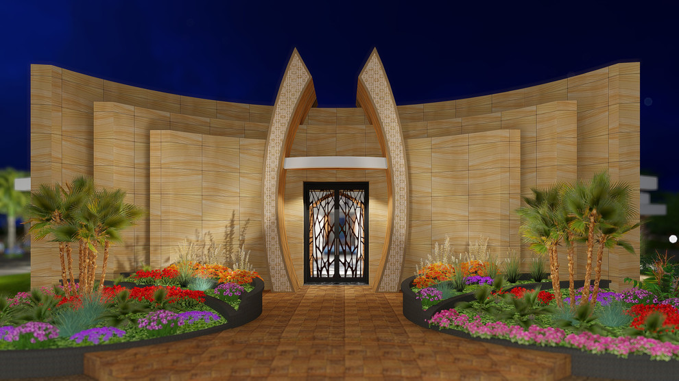 Photo of an expansive modern entryway in Phoenix.