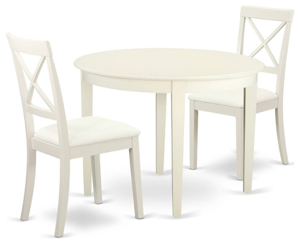 3 Pc Small Kitchen Table, Chairs SetTable, 2 Faux Leather Seat Chairs