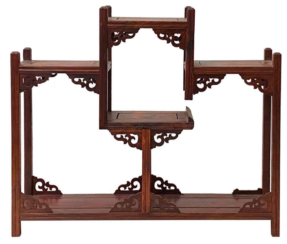 Brown Wood Tower Shape Table Top Curio Display Easel Stand Hws2899
