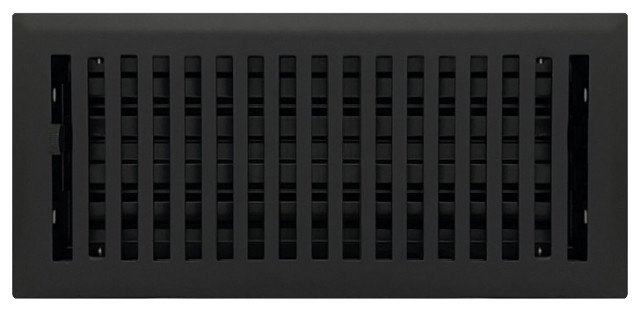 Black Contemporary Steel Floor Register, 4"x10"