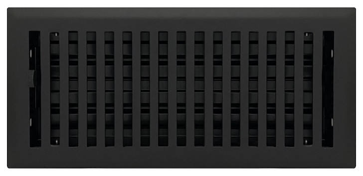 Black Contemporary Steel Floor Register, 4"x10"