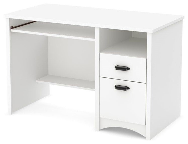 South Shore Gascony Computer Desk with Keyboard Tray in Pure White