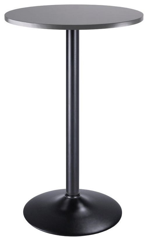 Winsome Tarah 24" Round Wood Top Bar Table in Slate Gray and Matte Black Industrial Indoor