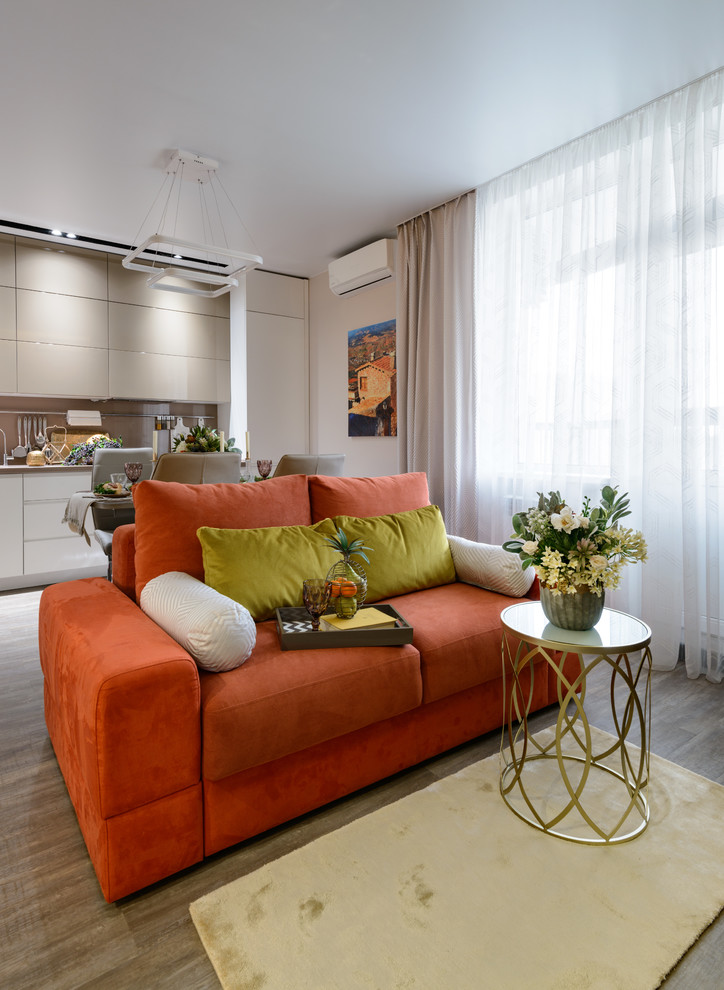 Гостиная квартиры 86 м2 в ЖК Гагаринский