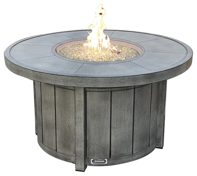 Sunbeam Boa Contemporary Style Aluminum Fire Table in Gray Finish