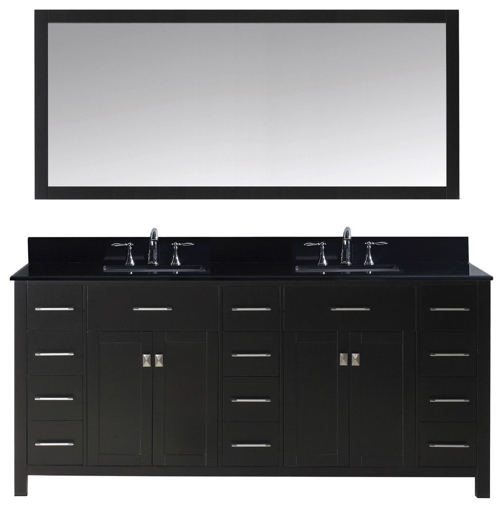 Caroline Parkway 72" Double Bath Vanity, Espresso, Top, Sink, Faucet