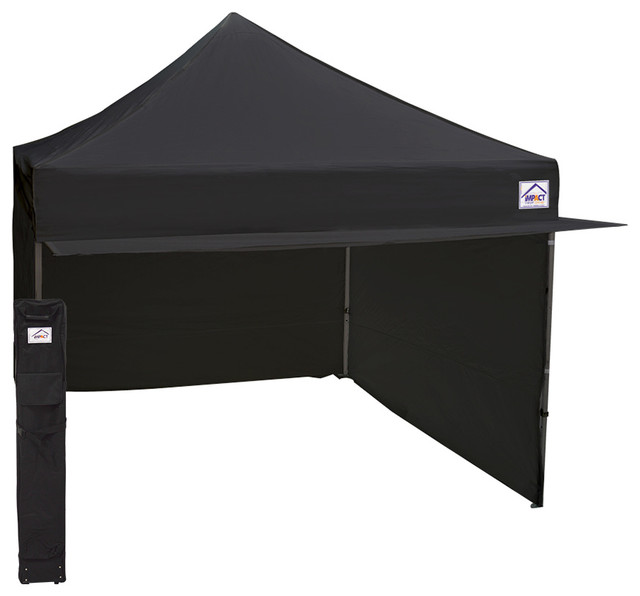 10'X10' Aluminum And Steel Instant Ez Up Canopy, Enclosed With Awning, Black