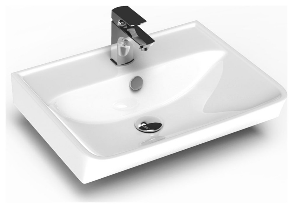 Neo 50 Wall Mounted Bathroom Sink in Glossy White Contemporary