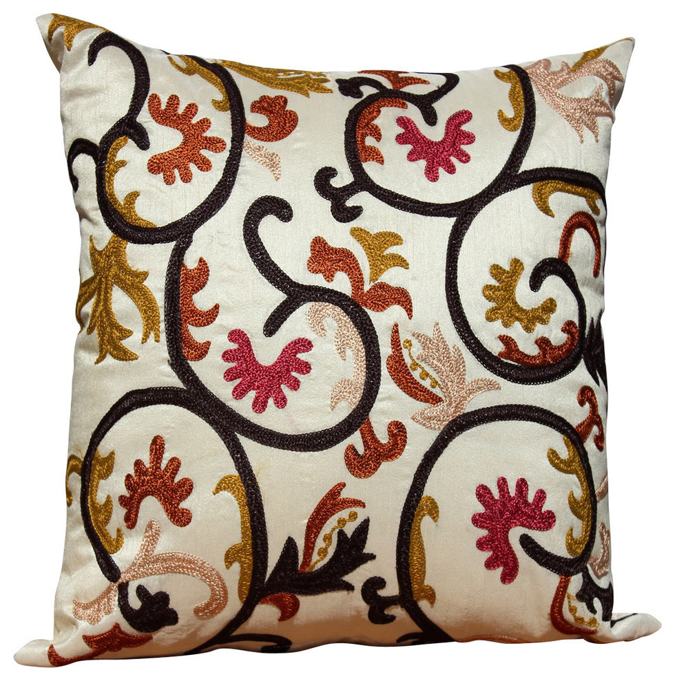 Embroidered Pillow Contemporary Decorative Pillows by Auburn