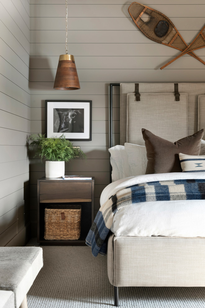 Inspiration for a rustic bedroom in Minneapolis.