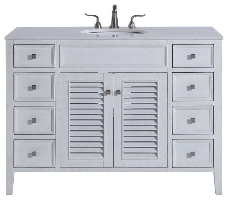 Elegant Cape Cod 48" Single Bathroom Vanity Set In Antique White