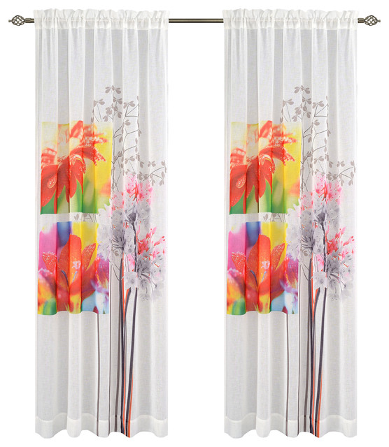 Bloomville Set Of 2 Art Drapery Panels Contemporary Curtains