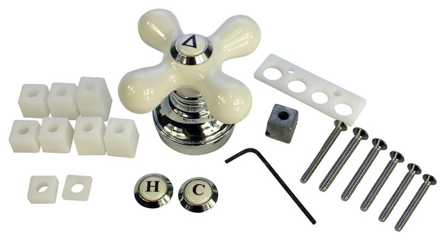 Universal Faucet Cross Handle In White Traditional Bathroom