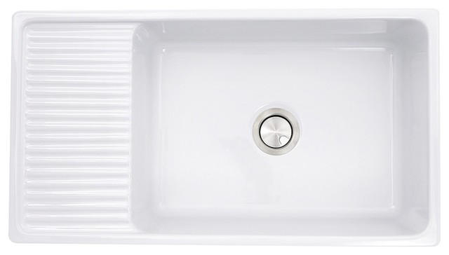 36 Italian Farmhouse Fireclay Sink With Built In Drainboard