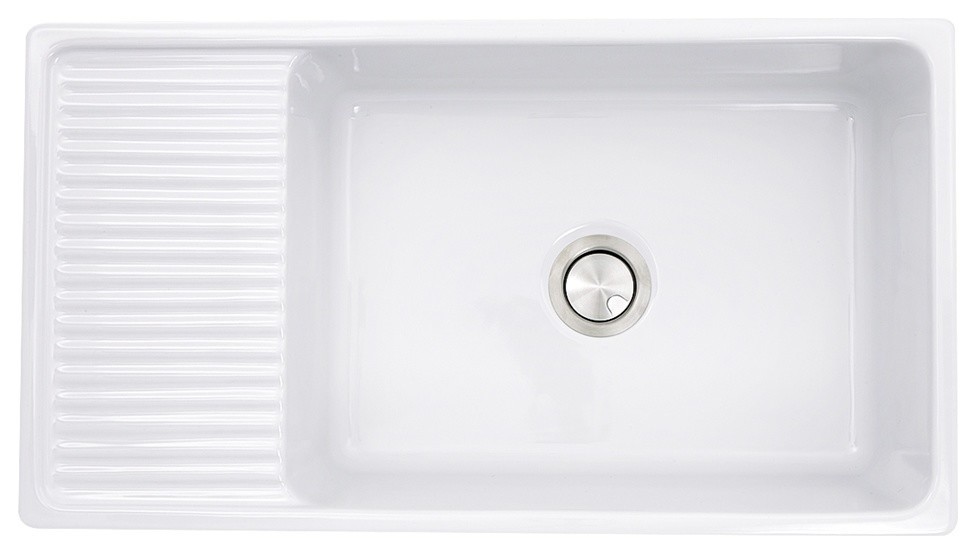 Nantucket Fcfs36 Db 36 Fireclay Farmhouse Sink White With Drainboard Contemporary Kitchen Sinks By Bisonoffice Houzz