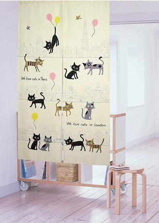 Naughty Cats Pattern Fabric Door Curtain Asian By Sinofaucet