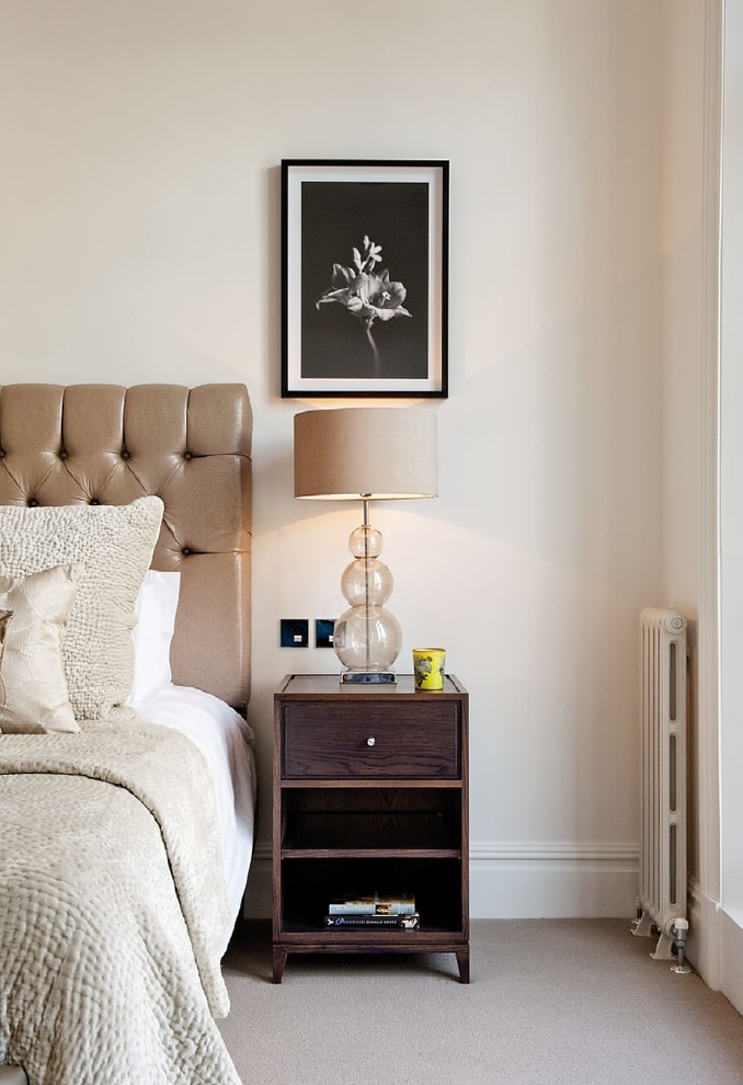 Design ideas for a transitional bedroom in London.