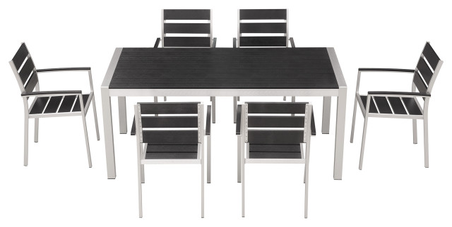 Outdoor Aluminum Resin 7-Piece Square Dining Table and Chairs Set