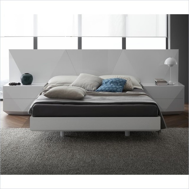 Rossetto Sapphire Platform Bed 3 Piece Bedroom in White Finish