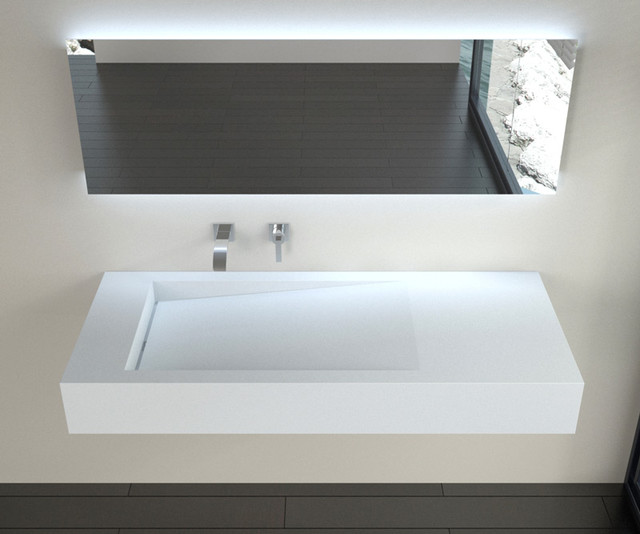 Low Profile Modern Stone Resin Wall Mounted Sink