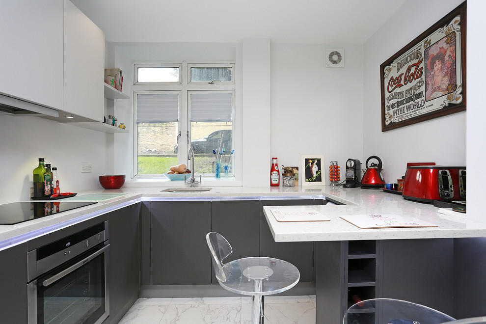 Small G Shaped Kitchen Modern Kitchen London by LWK London