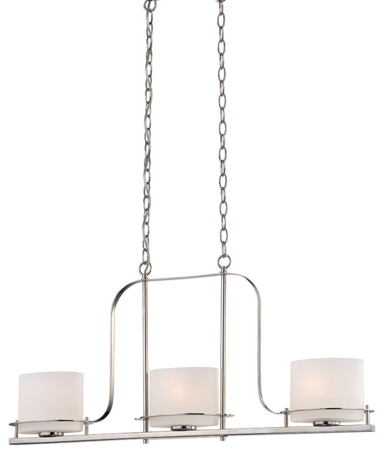 Loren 3 Light Island Pendant With Oval Frosted Glass Transitional Loren 3 Light Island Pendant With Oval Frosted Glass