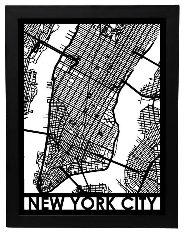 New York City Street Map Contemporary Prints And Posters by Cut