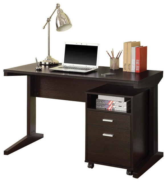 Coaster 2 Piece Desk Set With Rolling File Cabinet Desks And