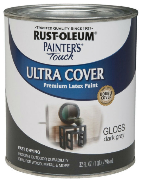 Rust-Oleum® 1986-502 Painter’s Touch® Premium Gloss Latex Paint, 1 Qt, Dark Gray