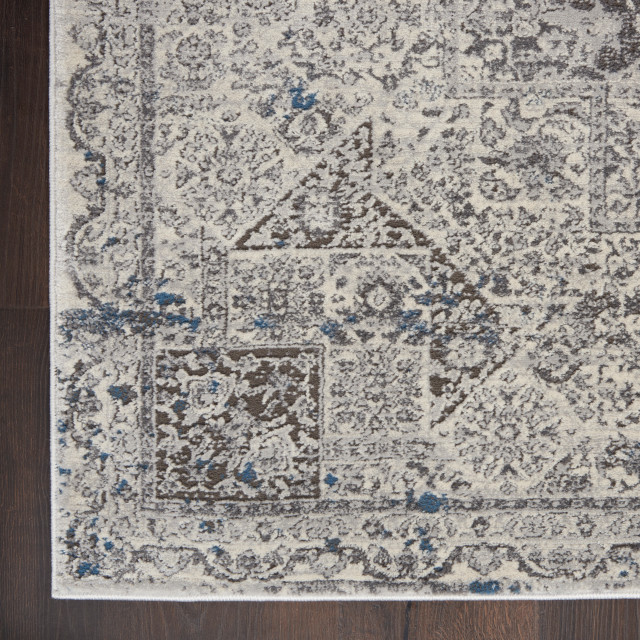Expressions Rugs Nourison Grand Expressions KI52 Dark Grey Ivory Area Rug, Rectangular 9 ...
