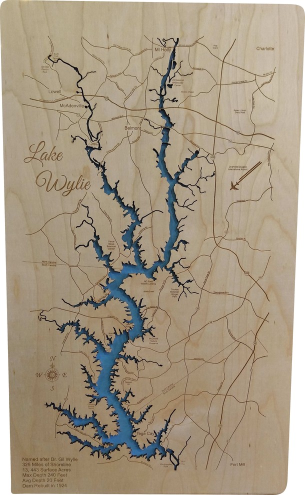 Lake Wylie, South CarolinaWood Lake Map Contemporary Wall Accents by PhD's Houzz
