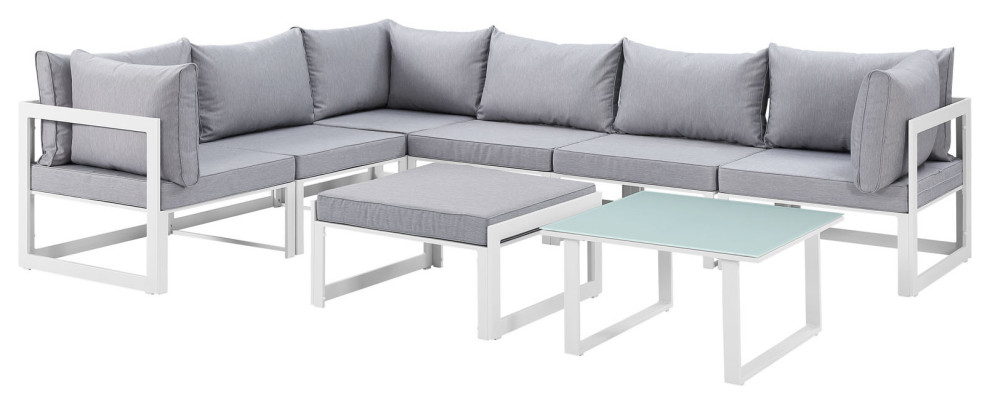 Fortuna 8-Piece Outdoor Aluminum Sectional Sofa Set - Contemporary ...