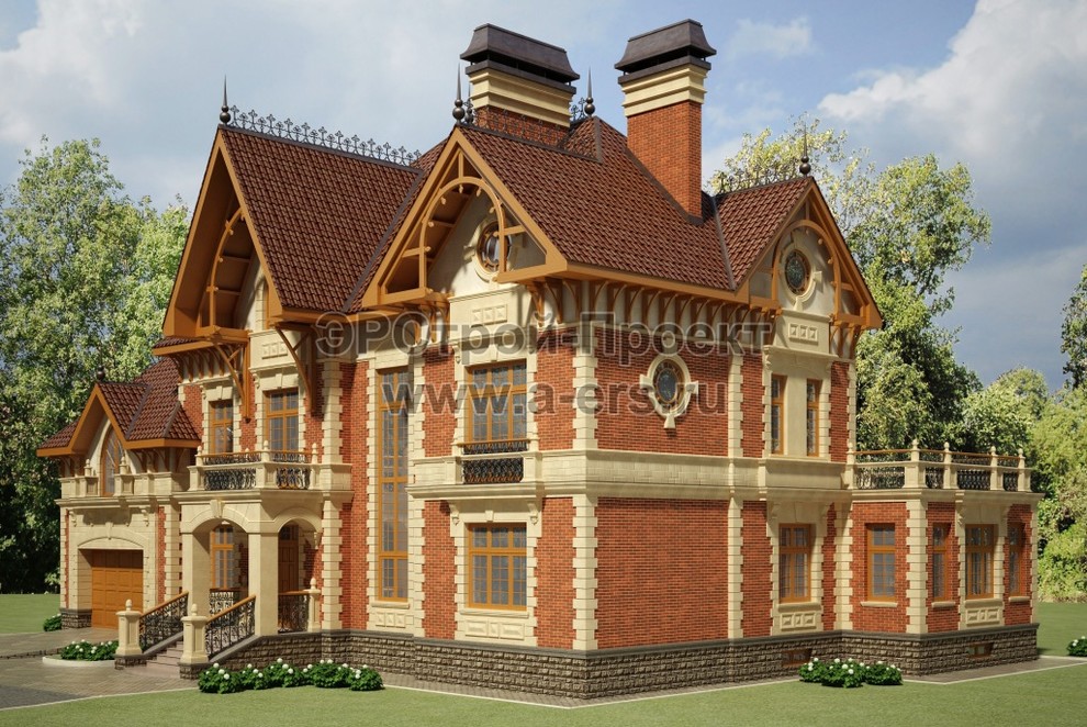 Проект загородного дома в нормандском стиле