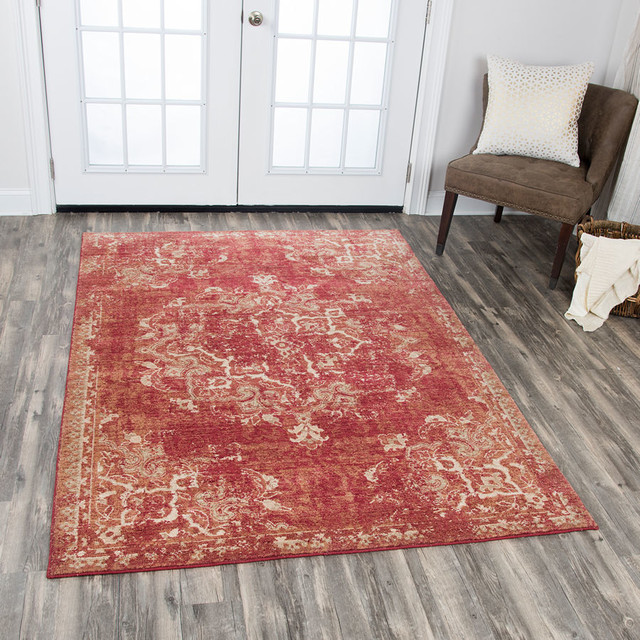 Rizzy Gossamer Gs6147 Vintage Distressed Rug Red Ivory Beige 5 0 X8