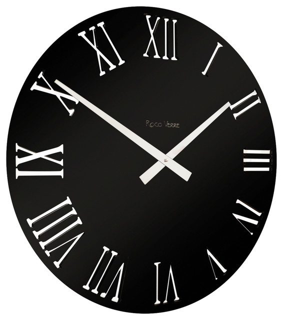 Roco Verre 3d Mirror Acrylic Roman Clock Black Contemporary Roco Verre 3d Mirror Acrylic Roman
