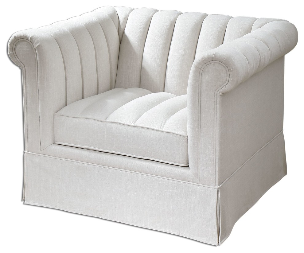 Creamy White Linen Evania Linen Chair