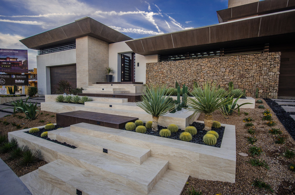 Photo of an expansive contemporary three-storey house exterior in Las Vegas.