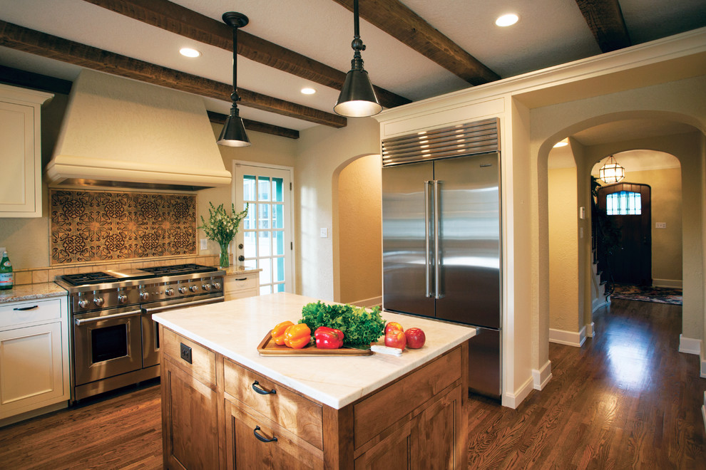 This is an example of an expansive mediterranean kitchen in Minneapolis.