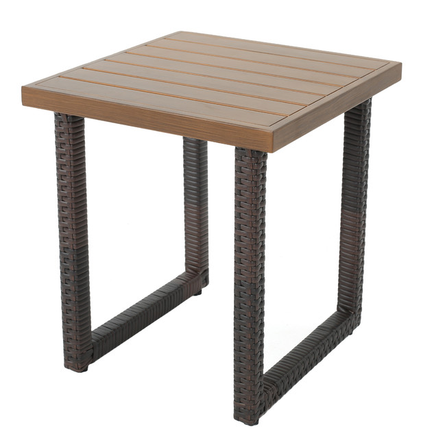 Lunder Outdoor Multi Brown Finished Aluminum Side Table Tropical Lunder Outdoor Multi Brown Finished Aluminum Side Table