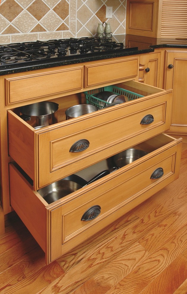 Under Cooktop Cookware Drawers American Traditional Kitchen