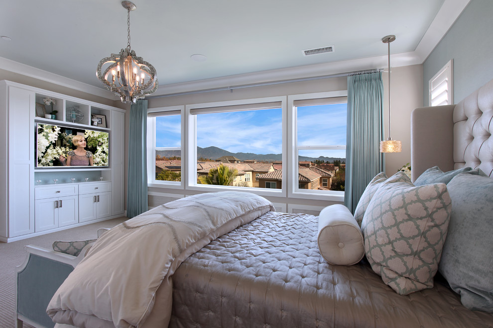 Photo of a transitional bedroom in Orange County.