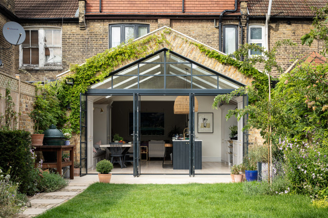 Triple external steel doors with triangular fix victorian-exterior