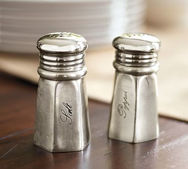 Antique Silver Sentiment Salt & Pepper Shakers