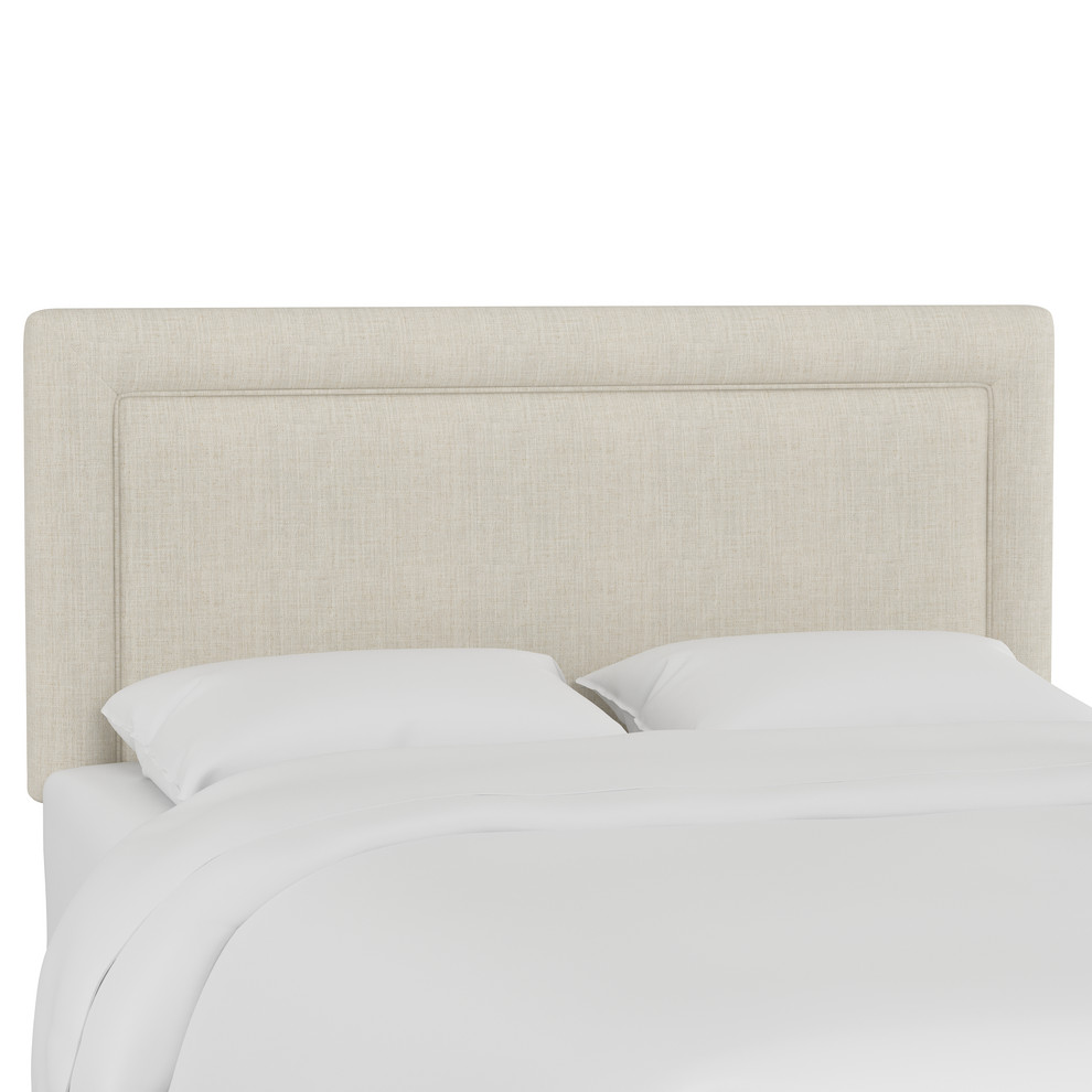 Ana Upholsterd Border Headboard, Linen Talc, King Transitional