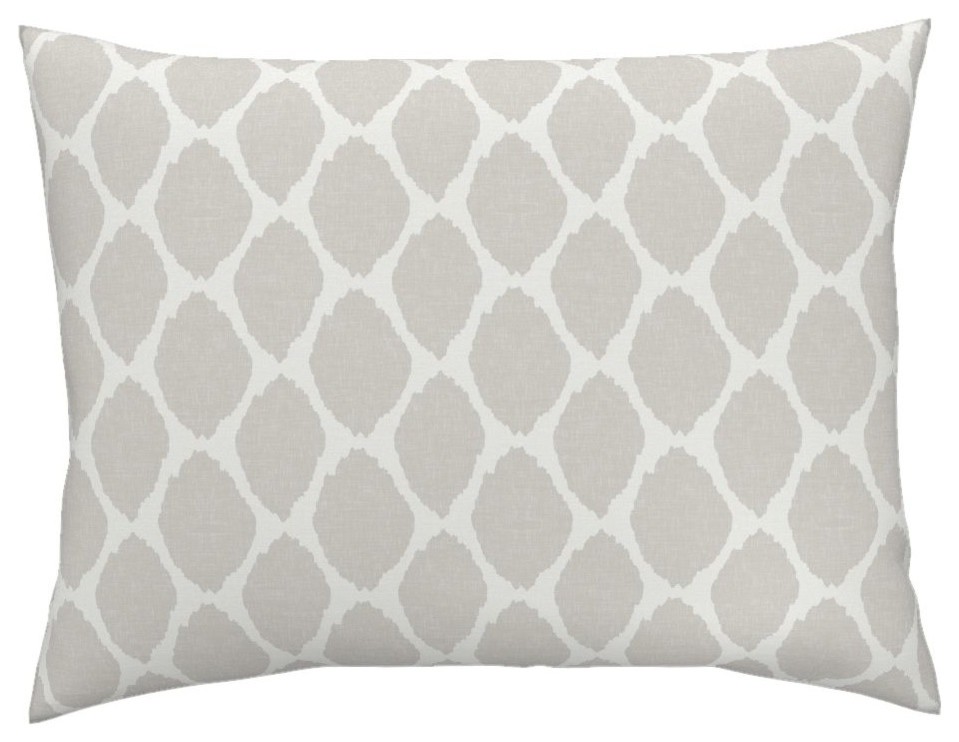 Oval Ikat In Warm Gray Linen Gray Ikat Cotton Pillow Sham, Standard