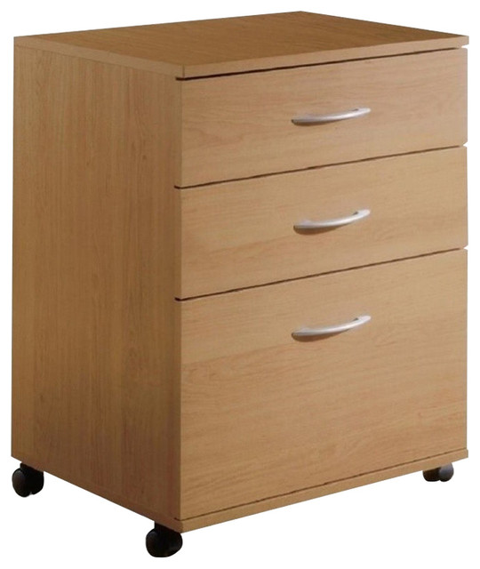 Bowery Hill 3 Drawer Lateral Mobile Filing Cabinet in Natural Maple