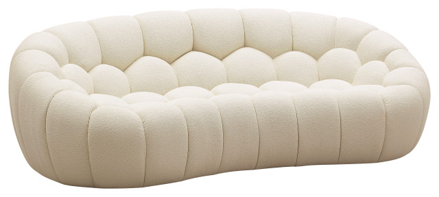 Divani Casa Yolonda Modern Curved Off-White Fabric Loveseat