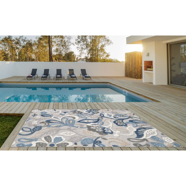 Calla Area Rugs KAS Calla 6922 Gray/Blue Leila Area Rug, 5'x8' - Contemporary - Outdoor ...